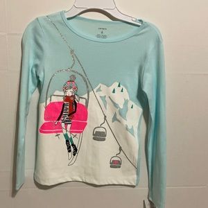 Carter’s light blue sleepwear girl on ski lift size 6
